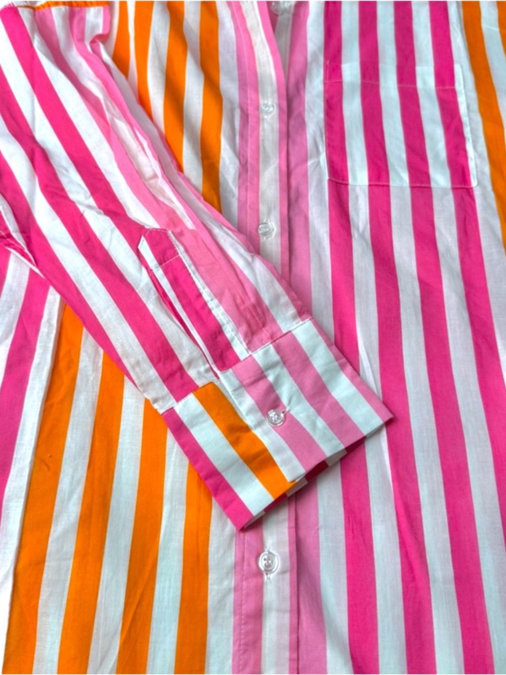 Beach Riot Alexa Sunset Stripes Oversized Cotton Button Front Shirt Cover Up - Picture 8 of 13